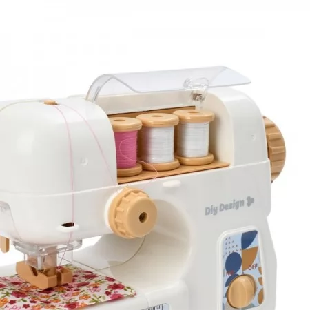 Дитяча іграшкова швейна машинка XS-25001 21-15-9см, шиє, педаль керування, світло, нитки, тканина, на бат-ці, 2 кольори, на бат-ці, 26,5-20-10см