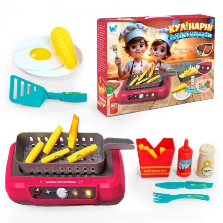 Детская кухня WToys 24299 со светом и звуком, 13 аксессуаров