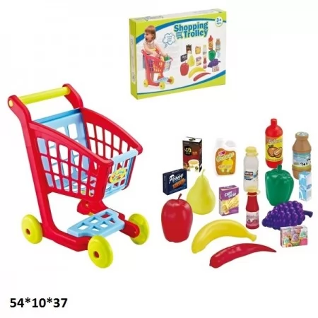 Тележка для супермаркета BabyToys LF9816A пластмассовая разноцветная