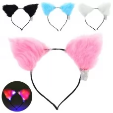 Ободок для волос детский с плюшевыми ушками и подсветкой 3 режима BabyToys FG24030523B