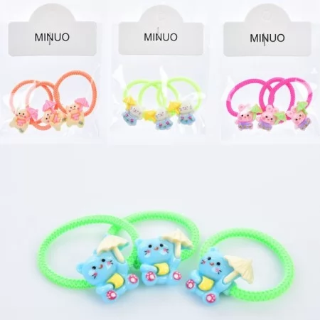 Гумки для волосся для дівчаток BabyToys JD2611-7, набір 3 шт, мікс видів