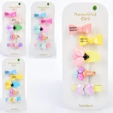 Заколки для волос девочкам BabyToys JD2625, набор 5 штук, 4 цвета