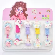 Аксессуары для волос BabyToys JD2630 единорог набор заколки резинки