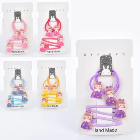 Набір аксесуарів для волосся дівчинки BabyToys X14839 заколки та гумки 4 шт