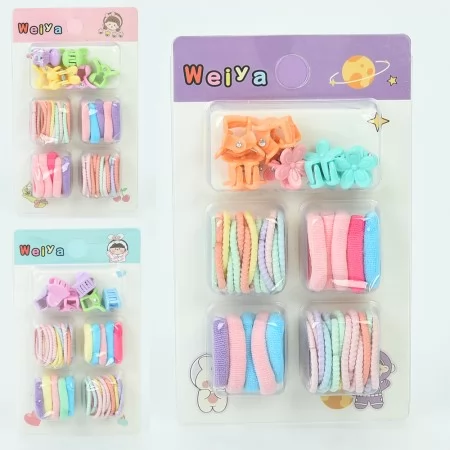 Набір резинок і заколок для волосся дівчаткам BabyToys YG0157, 12 шт