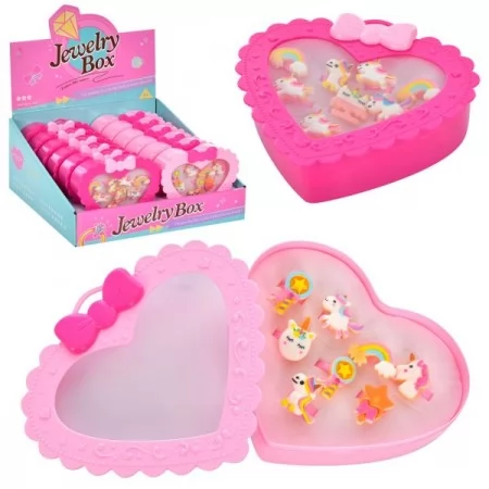 Детские кольца BabyToys A068-2D набор 8 штук в футляре-сердце