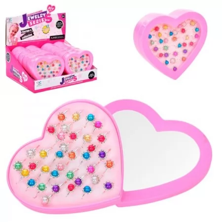 Детское кольцо металлическое BabyToys A085-2 сердце микс 36 шт