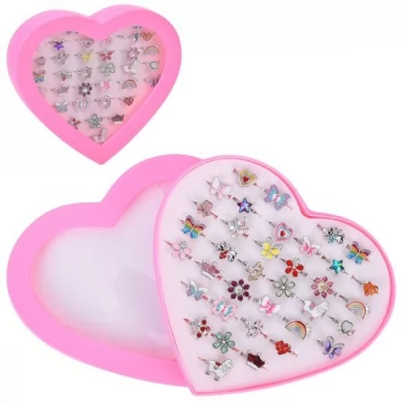 Детское кольцо BabyToys A8570 металлическое в форме сердца, 36 шт