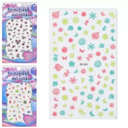 Наклейки на ногти для девочек с цветами BabyToys, 12 шт, 3 вида
