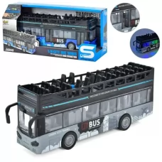 Автобус JS122A двоповерховий, 28,5см, 1:16, інерція, звук, світло, гумові колеса, відчиняються двері, на бат-ці(табл), в коробці, 33-15-9см