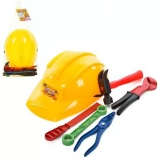 Детский набор инструментов BabyToys 25169 с каской, 6 предметов Детский набор инструментов BabyToys 25169 с каской, 6 предметов