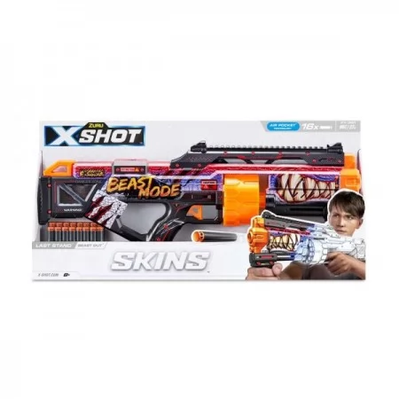 Быстрострельный бластер X-SHOT Skins Last Stand Beast Out 36518J . В комплекте 16 патронов, которые бьют на расстоянии до 27 м. Размер упаковки 8 x 60 x 29 см
