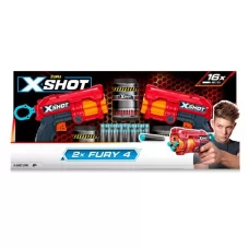 Набор скорострельных бластеров X-Shot Red Excel Fury 4, 2 PK 2 бластера 3 банки 16 патронов 36329R Набор скорострельных бластеров X-Shot Red Excel Fury 4, 2 PK 2 бластера 3 банки 16 патронов 36329R