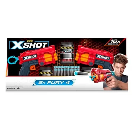 Набор скорострельных бластеров X-Shot Red Excel Fury 4, 2 PK 2 бластера 3 банки 16 патронов 36329R
