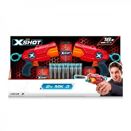 Набір швидкострільних бластерів X-Shot Red Excel MK 3 Double 2 бластери 3 банки 16 патронів 36432R