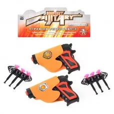 Детский пистолет BabyToys 106-1 с кобурой, набор 2 шт, пульки на присосках Детский пистолет BabyToys 106-1 с кобурой, набор 2 шт, пульки на присосках