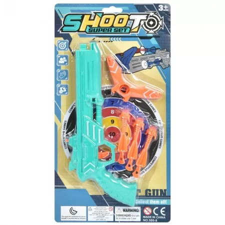 Іграшковий пістолет BabyToys 505-8 з мішенню та кулями на присосках, 21 см Іграшковий пістолет BabyToys 505-8 з мішенню та кулями на присосках, 21 см