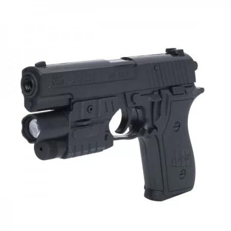 Пістолет K2118-G 18см, пластикові кулі, світло, лазер, на бат(табл), в кор-ці, 21-14,5-4см