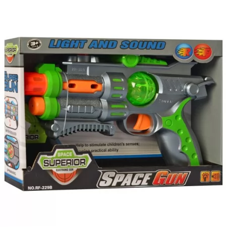 Пистолет RF229B 23,5 см, звук, свет, подвижное дуло, 2 цвета, на батарейках, в коробке
