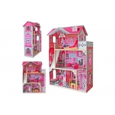 Дом для кукол деревянный MD 0158, 121 см, 3 этажа с мебелью, BabyToys