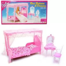 Спальня для кукол BabyToys 2614 с кроватью и балдахином Спальня для кукол BabyToys 2614 с кроватью и балдахином