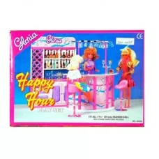 Мебель для кукол BabyToys 98006 кафе-бар с витриной и стульями Мебель для кукол BabyToys 98006 кафе-бар с витриной и стульями