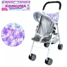 Коляска для куклы M 5095 UA прогулочная с корзиной металл