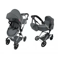 Коляска для кукол Carrello Alfa 9707 серая металл 2в1 Коляска для кукол Carrello Alfa 9707 серая металл 2в1