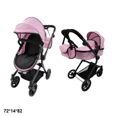 Коляска для ляльки 2в1 CARRELLO ALFA 9707 PINK з сумкою метал.кор.51*15,5*39,5 Коляска для ляльки 2в1 CARRELLO ALFA 9707 PINK з сумкою метал.кор.51*15,5*39,5