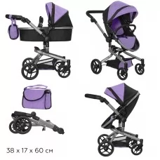 Коляска для кукол Carrello Fortuna 9695 металлическая фиолетовая