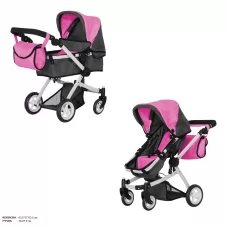 Коляска для ляльки 2в1 CARRELLO MAESTRO 9651B ROSE RED BLACK з сумкою метал.кор.52,5*15*38 Коляска для ляльки 2в1 CARRELLO MAESTRO 9651B ROSE RED BLACK з сумкою метал.кор.52,5*15*38
