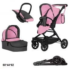 Коляска для кукол Carrello Magia 3в1 металлическая розовая Коляска для кукол Carrello Magia 3в1 металлическая розовая