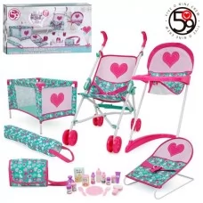 Коляска для куклы BabyToys T816057 набор 21 предмет