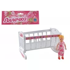 Кукла с кроваткой-качалкой Metr+ 201