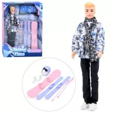 Шарнирная кукла BabyToys 216B спортсмен с лыжами 29см