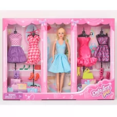 Кукла DEFA 8532 кукла с нарядами, 29см, платье 4шт., обувь, сумка, в коробке, 45,5-33-5,5см