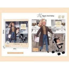 Кукла BabyToys A 789-2 Семья 30 см с аксессуарами и коляской
