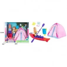 Кукла с аксессуарами BabyToys семья с палаткой и рюкзаком