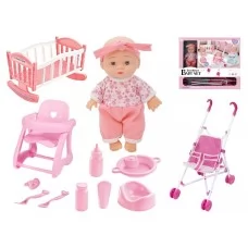 Кукла Sweetheart Baby Set, 22 см, с коляской, кроваткой и стульчиком LT465715