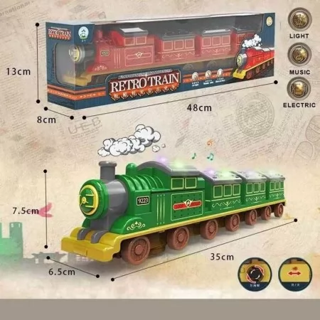 Потяг 0075 2 кольори, підсвічування, звуки, колеса вільного ходу, в коробці