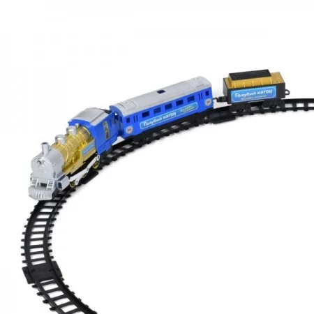 Железная дорога 70144 (611) Голубой вагон, 282см, локомотив22,5см, вагон2шт, муз(укр), свет, дым, на бат-ке, в кор-ке