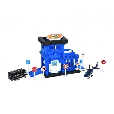 Игровой гараж 660-S35-36, металл/пластик, 29×24,5×9 см, транспорт, дорожные знаки, 2 вида