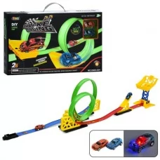 Автотрек BabyToys D663-601 с 2 машинками и инерцией, 26 деталей