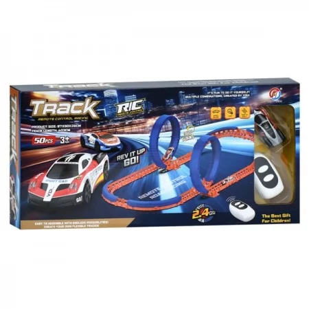 Трек FT-76 403см/97-50-26см, машина (8см, р/к2,4G, акум, USBзарядный, свет), дорожные знаки, 50дет, в кор-ке, 50-24-7см