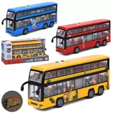 Автобус 325-1 інерція, двоповерховий 30,5см, музика, звук(англ), світло, відчиняються двері, гумові колеса, 3 кольори, на бат-ці, в кор-ці, 34-15-9см