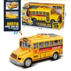 Автобус JS168 інерція, 19см, 1:20, шкільний, звук, світло, гумові колеса, на бат(табл), в кор-ці, 24-13-10см