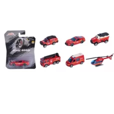 Машинка BE6890-9 метал, пожежний транспорт, 1:64, від 7,5см, 6 видів, на листі, 11,5-14,5-3,5см