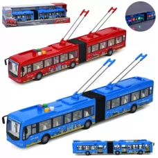 Тролейбус RJ3346B інерція, 46см, 1:16, звук, світло, відчиняються двері,гумові колеса,2 кольори, на бат-ці, в кор-ці, 50-14-9,5см