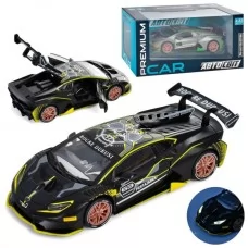 Машина AP-1712 АвтоСвіт, 1:32, метал, інерційний, 16см, звук, світло, гумові колеса, відкриваються двері/багажник/капот, 2 кольори, на батарейках (табл), в коробці