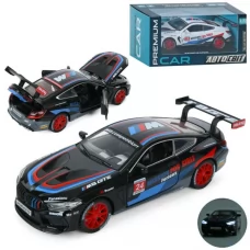 Машина AP-2060 АвтоСвіт, 1:32, метал, інерц, 17см, звук, світло, відчиняються двері/капот/багажник, гумові колеса, на підставці, 2 види, бат(табл), в кор-ці